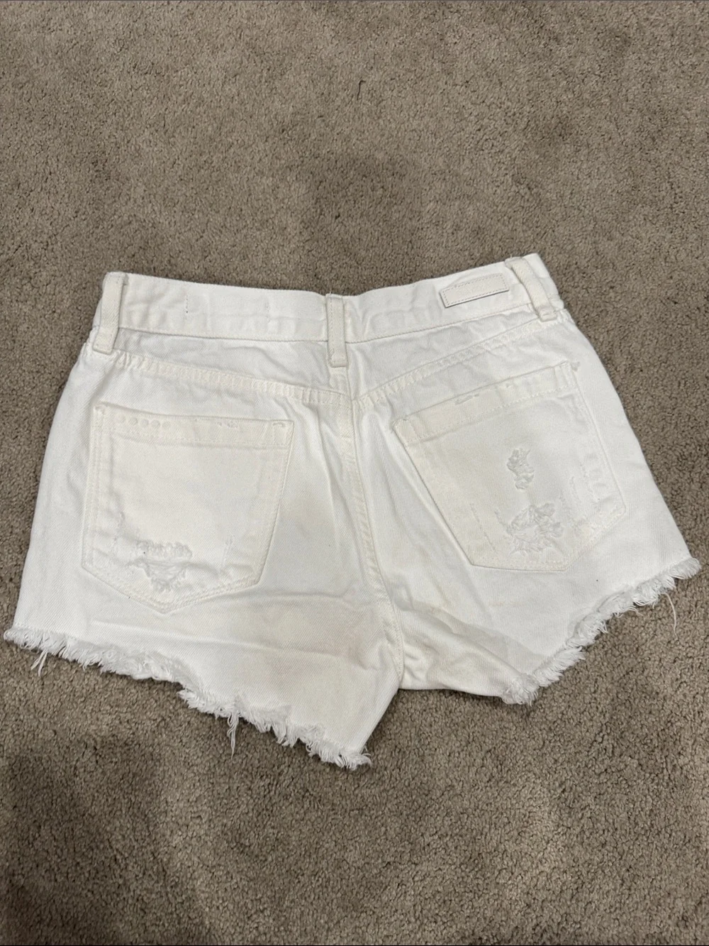 White Distressed Denim Cutoff Shorts